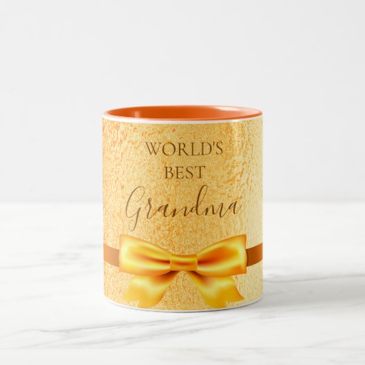 祖母金ゴールドエレガント弓 ツートーンマグカップ (中央)