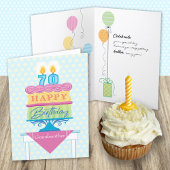 祖母70thお誕生日ケーキナンバーキャンドル カード