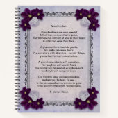 「祖母」の詩を出版したラベンダーのフローズンジャーナル ノートブック (正面)