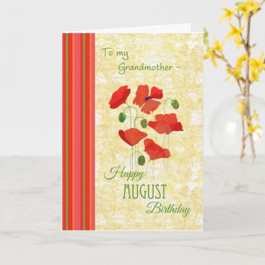祖母、ケシのための威厳があるなバースデー・カード カード (黄色い花)