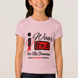 祖母-私は赤いリボンの心臓病を身に着けています Tシャツ