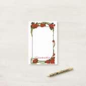 祖母-赤いバラ縁ど-大きい ポストイット (デスク上)