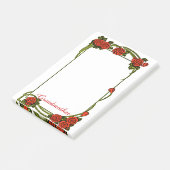 祖母-赤いバラ縁ど-大きい ポストイット (アングル)