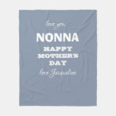 祖母NONNA母の日のカスタム青かわいい フリースブランケット (正面)