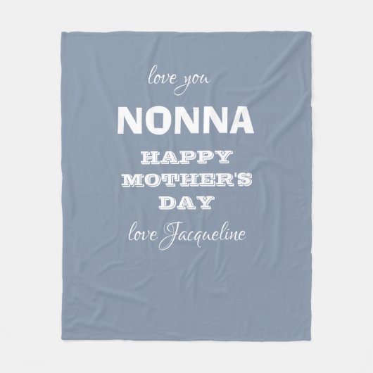 祖母NONNA母の日のカスタム青かわいい フリースブランケット (正面)