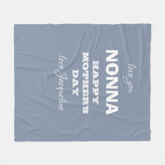 祖母NONNA母の日のカスタム青かわいい フリースブランケット (正面(横))