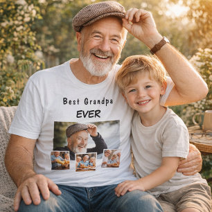 祖父おじいちゃん家族の写真コラージュ Tシャツ
