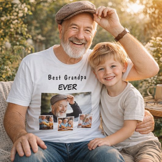 祖父おじいちゃん家族の写真コラージュ Tシャツ