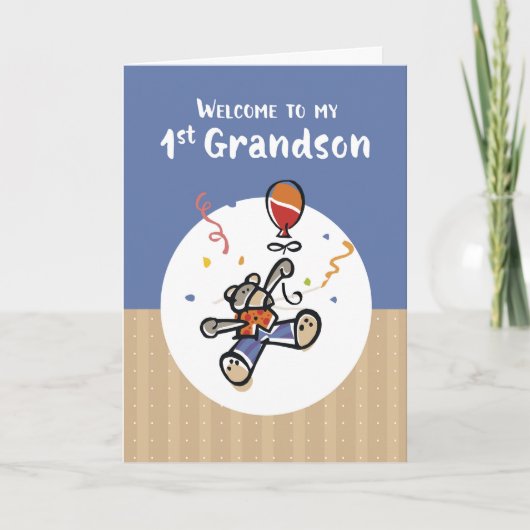 祖父からファースト孫新生児へようこそ カード (正面)