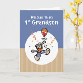 祖父からファースト孫新生児へようこそ カード (黄色い花)