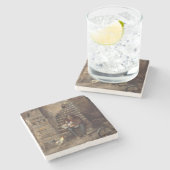 祖父が孫の世話をする ストーンコースター (横)