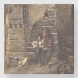 祖父が孫の世話をする ストーンコースター