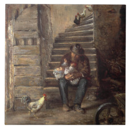 祖父が孫の世話をする タイル