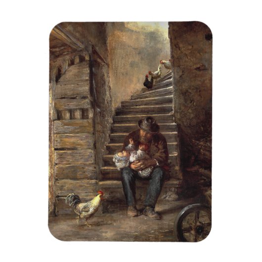 祖父が孫の世話をする マグネット (縦)