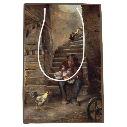 祖父が孫の世話をする ミディアムペーパーバッグ (正面)