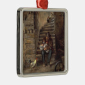 祖父が孫の世話をする メタルオーナメント (右)