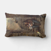 祖父が孫の世話をする ランバークッション (裏面)