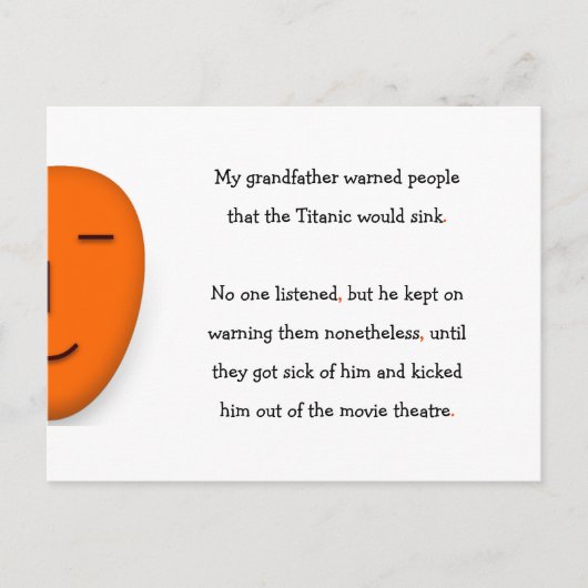 祖父が警告したタイタニックの沈没 面白いユーモアジョーク ポストカード (正面)