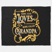 祖父と呼ばれることが大好きな名前を追加 フリースブランケット (正面(横))