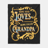 祖父と呼ばれることが大好きな名前を追加 フリースブランケット (正面)