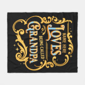 祖父と呼ばれることが大好きな名前を追加 フリースブランケット (正面(横))