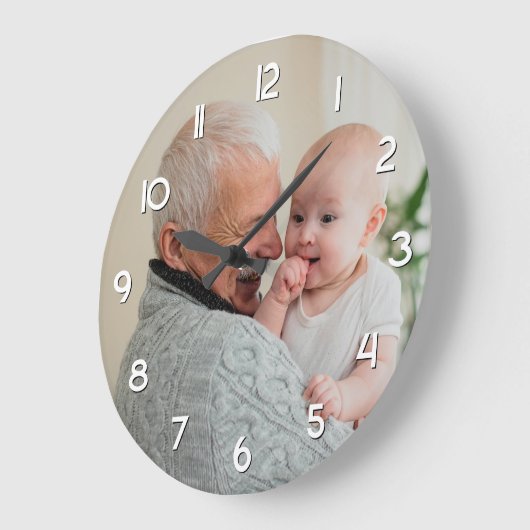 祖父と孫の家族の写真 ラージ壁時計 (傾斜)