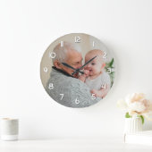 祖父と孫の家族の写真 ラージ壁時計 (ホーム)