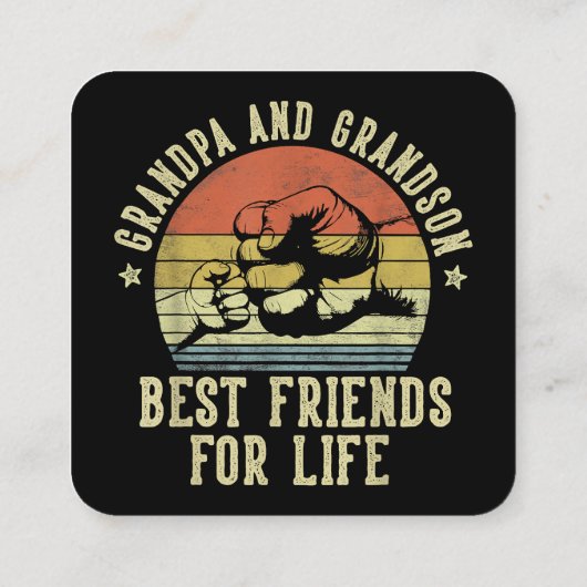 祖父と孫の最高の友達の生活おもしろいG スクエア名刺 (裏面)