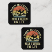 祖父と孫の最高の友達の生活おもしろいG スクエア名刺 (正面/裏面)