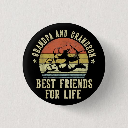 祖父と孫の最高の友達の生活おもしろいG 缶バッジ (正面)