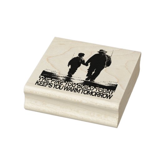 祖父と孫、釣りへ出発 ラバースタンプ (スタンプ)