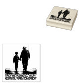 祖父と孫、釣りへ出発 ラバースタンプ (押印)