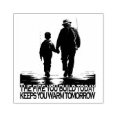 祖父と孫、釣りへ出発 ラバースタンプ (インプリント)