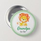 祖父になる祖父男の赤ちゃんサファリシャワー 缶バッジ (正面&裏面)