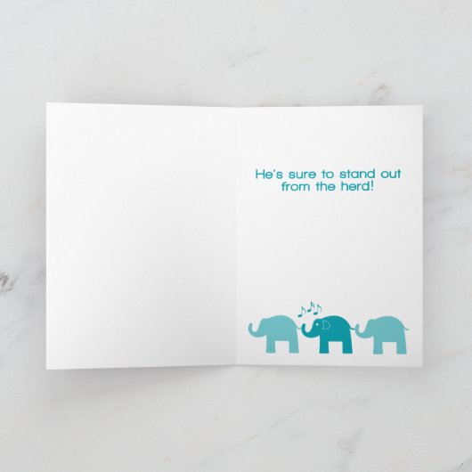 祖父のおめでとうが新しい孫とかわいい象 カード (内部)