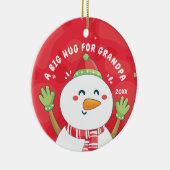 祖父のクリスマスの雪だるまのオーナメントのための抱擁 セラミックオーナメント (右)
