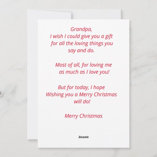 祖父のクリスマスグリーティングカード シーズンカード (裏面)