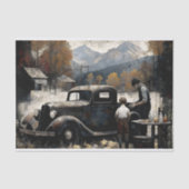 祖父のピックアップのデコパージュ 薄葉紙 (正面)