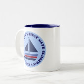 祖父の一等航海士の航行のヨットのギフト ツートーンマグカップ (正面左)