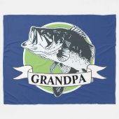 祖父の低音の魚釣りの祖父母の日 フリースブランケット (正面(横))