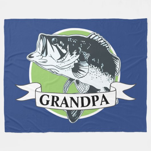 祖父の低音の魚釣りの祖父母の日 フリースブランケット (正面(横))