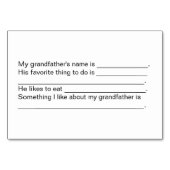祖父の写真パーソナライズされた家族フラッシュカード テーブルナンバー (裏面)
