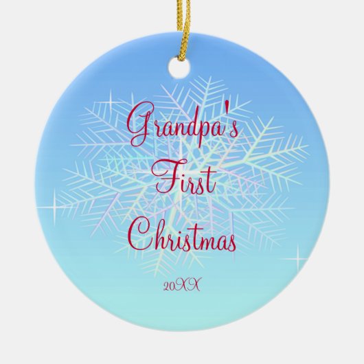 祖父の初めてのクリスマスの雪片のオーナメント セラミックオーナメント (正面)