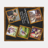 祖父の名前の追加文字写真のおじいちゃんの フリースブランケット (正面(横))