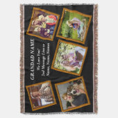 祖父の名前を追加フォトイメージの写真フレーム スローブランケット (正面縦)