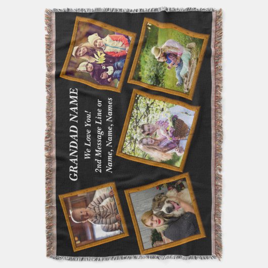 祖父の名前を追加フォトイメージの写真フレーム スローブランケット (正面縦)