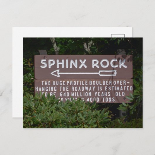 祖父の山スフィンクス岩のサイン旅行写真 ポストカード (正面/裏面)