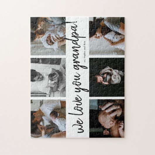 祖父の愛 現代の6枚の写真 おじいちゃんの ジグソーパズル (縦)