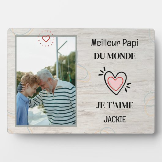 祖父の日のパーソナライズされた贈り物最高のおじいちゃん フォトプラーク (正面)