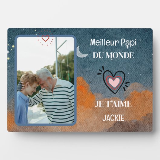 祖父の日のパーソナライズされた贈り物最高のおじいちゃん フォトプラーク (正面)